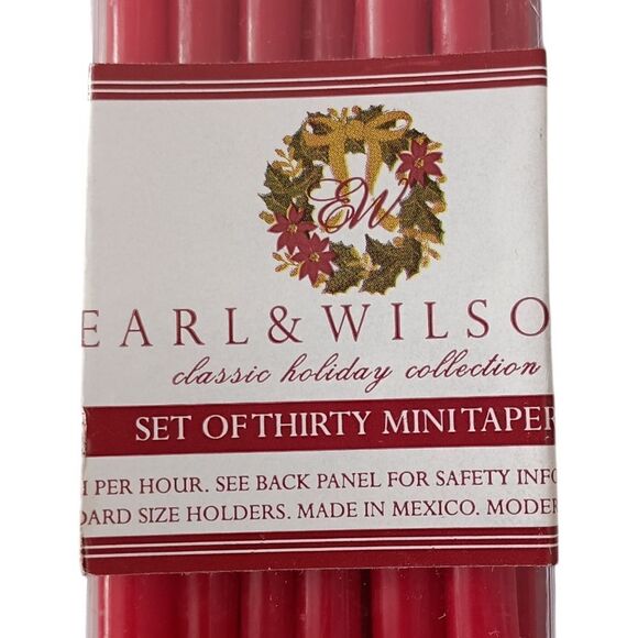 30 Mini Taper Candles Red Christmas Holiday Skinny EARL & WILSON Dripless NEW. - Picture 6 of 14